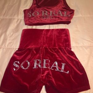 Red SO REAL two piece short set